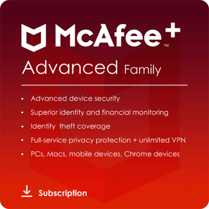 McAfee+ Advanced Family 1-Year / Unlimited Devices - Europe/UK