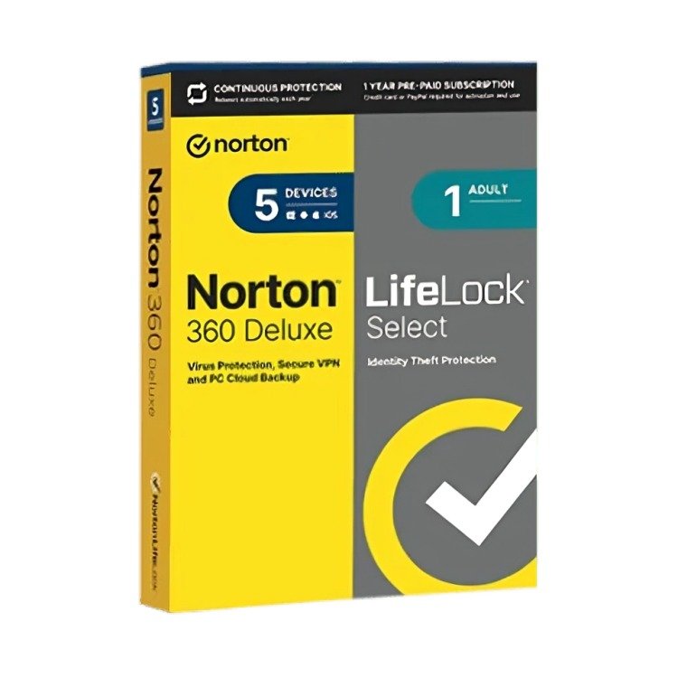Norton 360 Deluxe with LifeLock Select 1-Year / 5-Device - USA